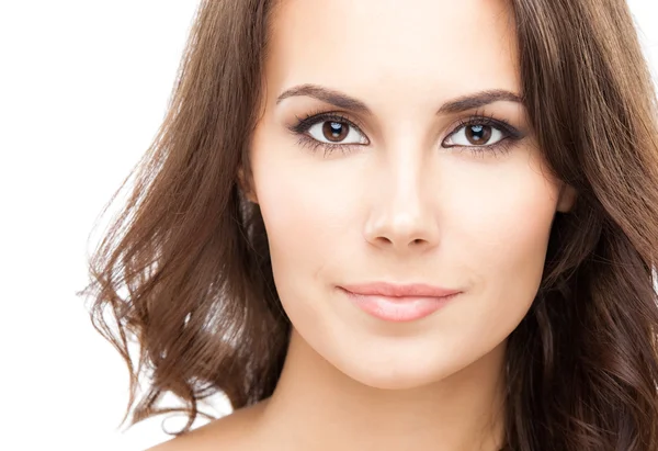 Retrato de mujer hermosa, sobre blanco — Foto de Stock