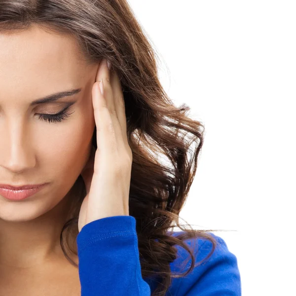 Pensando, cansado o enfermo de dolor de cabeza mujer joven —  Fotos de Stock