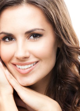 beyaz üzerine güzel bir kadın portresi