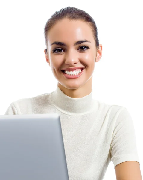 Mujer de negocios con portátil, aislado —  Fotos de Stock