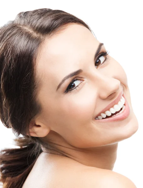 Retrato de mujer hermosa, sobre blanco — Foto de Stock