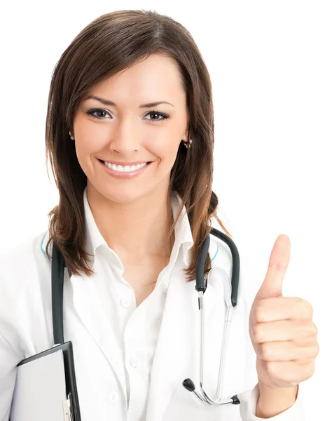 Doctor with thumbs up gesture, isolated — Stock Photo, Image