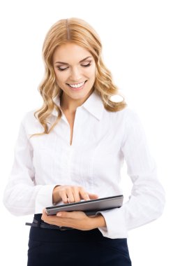 iş kadını izole, tablet PC'yi kullanma