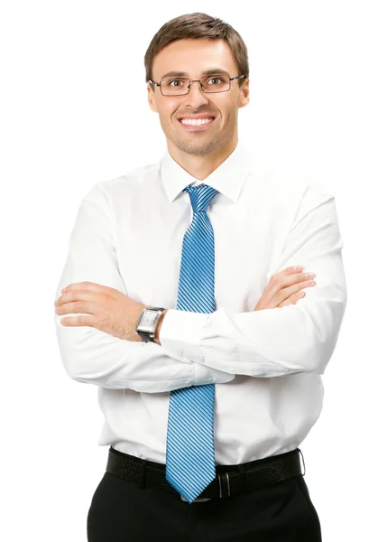 Χαμογελά επιχειρηματίας, πάνω από το λευκό — Φωτογραφία Αρχείου