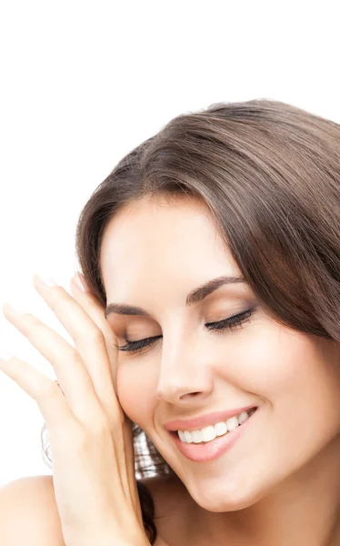 Retrato de mujer hermosa, sobre blanco — Foto de Stock