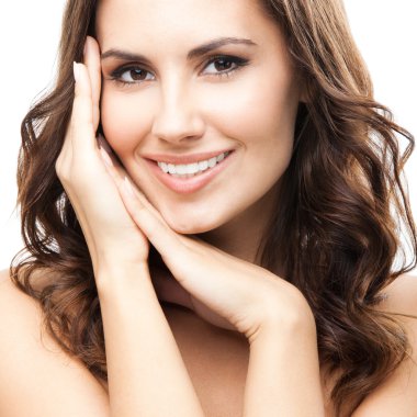 beyaz üzerine güzel bir kadın portresi