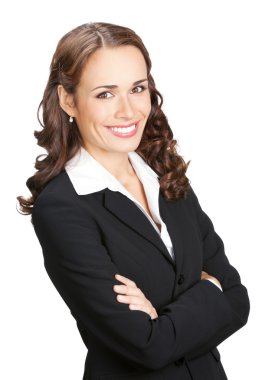 gülümseyen iş kadını, izole portresi