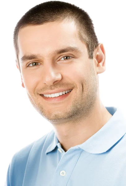 Portret szczęśliwy uśmiechający się człowieka, na białym tle — Zdjęcie stockowe