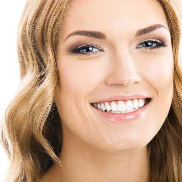 Feliz joven sonriente, sobre blanco — Foto de Stock