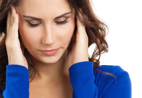 Thinking, tired or ill with headache young woman — Stock Photo, Image