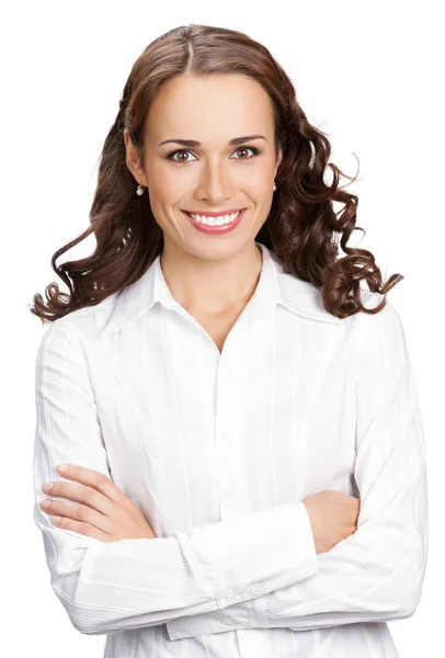 Portret van Glimlachende zakenvrouw, geïsoleerd — Stockfoto