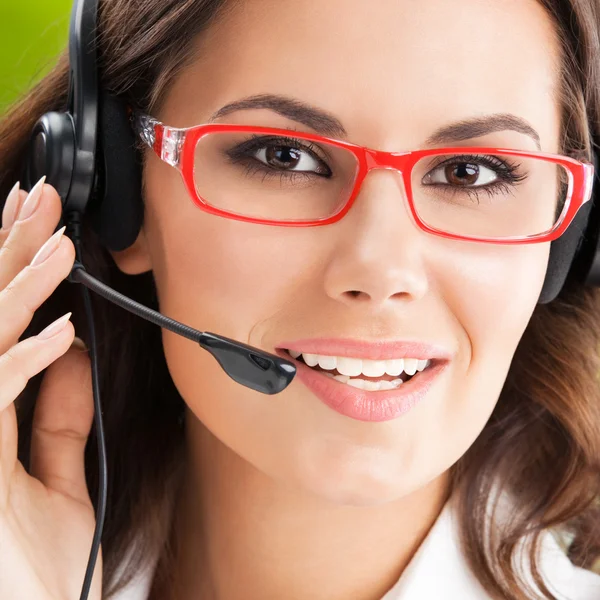 Operador de telefonía de soporte en auriculares — Foto de Stock