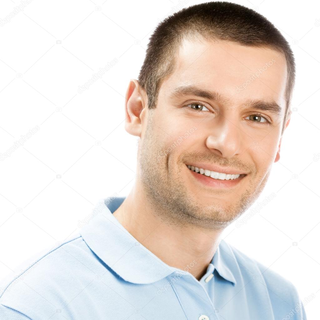 Portrait of happy smiling man, isolated