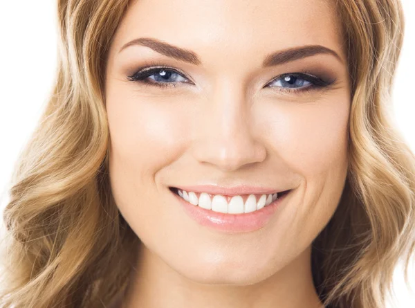 Feliz joven sonriente, sobre blanco — Foto de Stock