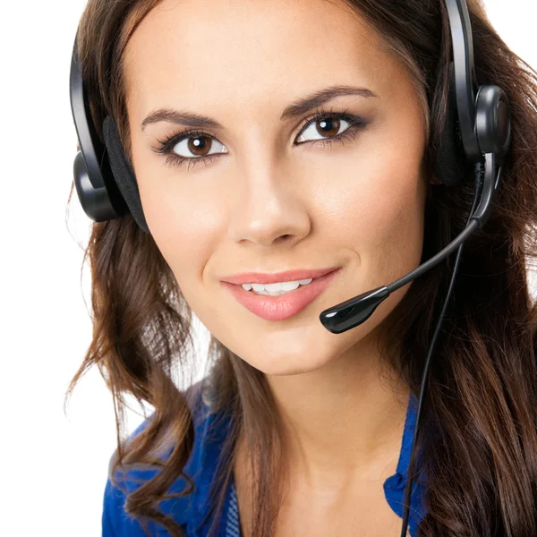 Ondersteuning telefoon operator in headset, geïsoleerde — Stockfoto