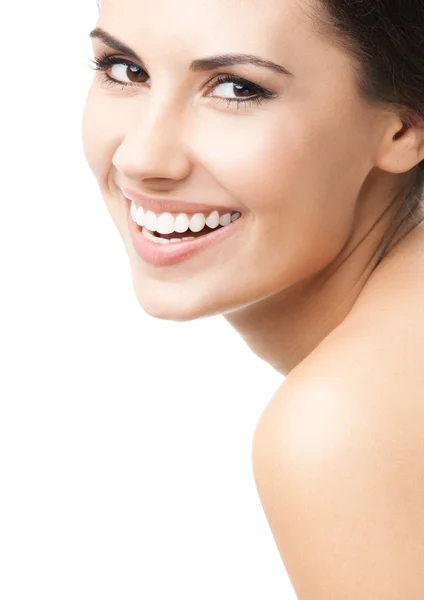 Retrato de mujer hermosa, sobre blanco — Foto de Stock