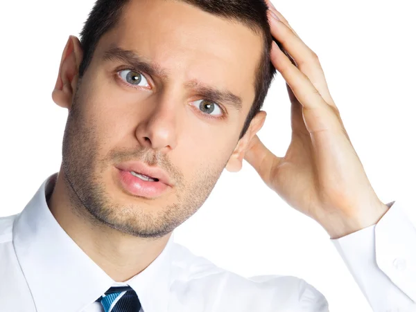 Impresionado hombre de negocios, en blanco — Foto de Stock