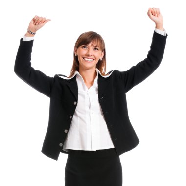 mutlu el iş kadını, beyaz