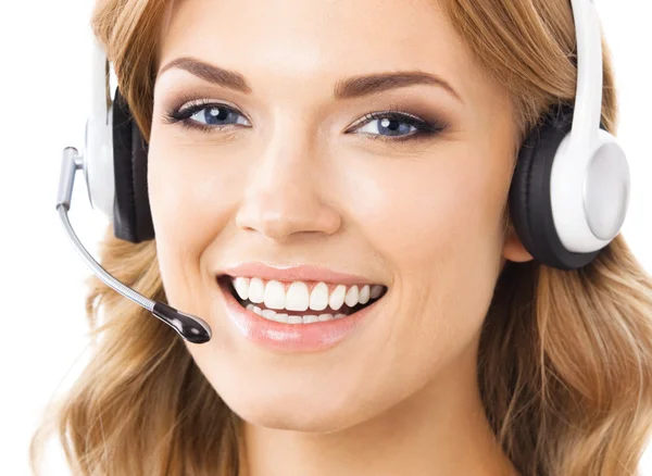 Ondersteuning telefoon operator in headset, geïsoleerde — Stockfoto