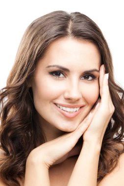 beyaz üzerine güzel bir kadın portresi