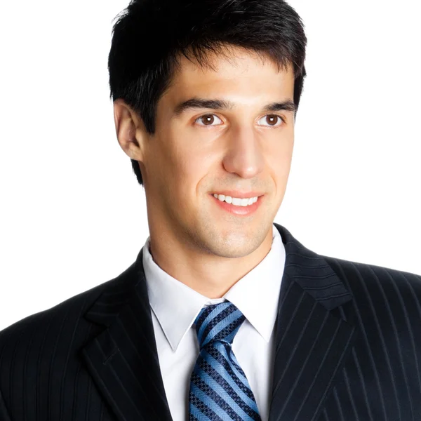 Portrait of happy smiling young businessman, isolated — Stock Photo, Image