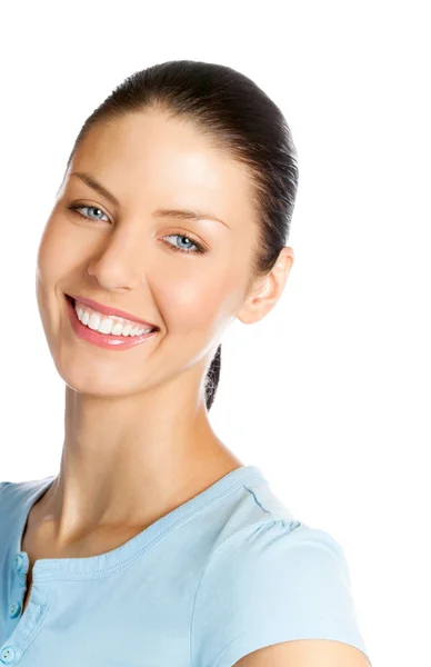 Feliz joven sonriente, sobre blanco — Foto de Stock