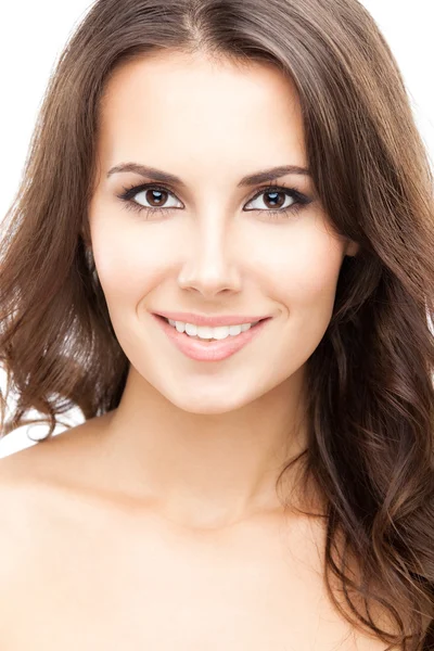 Retrato de mujer hermosa, sobre blanco — Foto de Stock