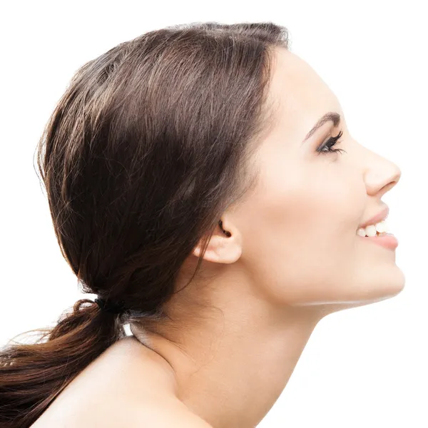 Profile portrait of woman, on white — Stock Photo, Image