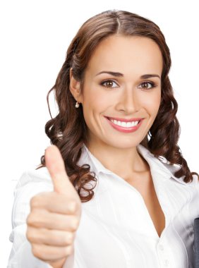 başparmak yukarıya beyaz üzerine bir jest kadın