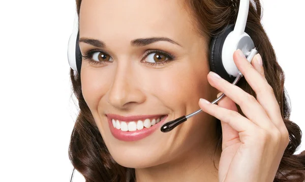 Ondersteuning telefoon operator in headset, geïsoleerde — Stockfoto