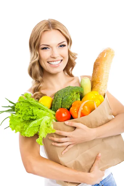 Vegetáriánus ételek, fehér nő — Stock Fotó