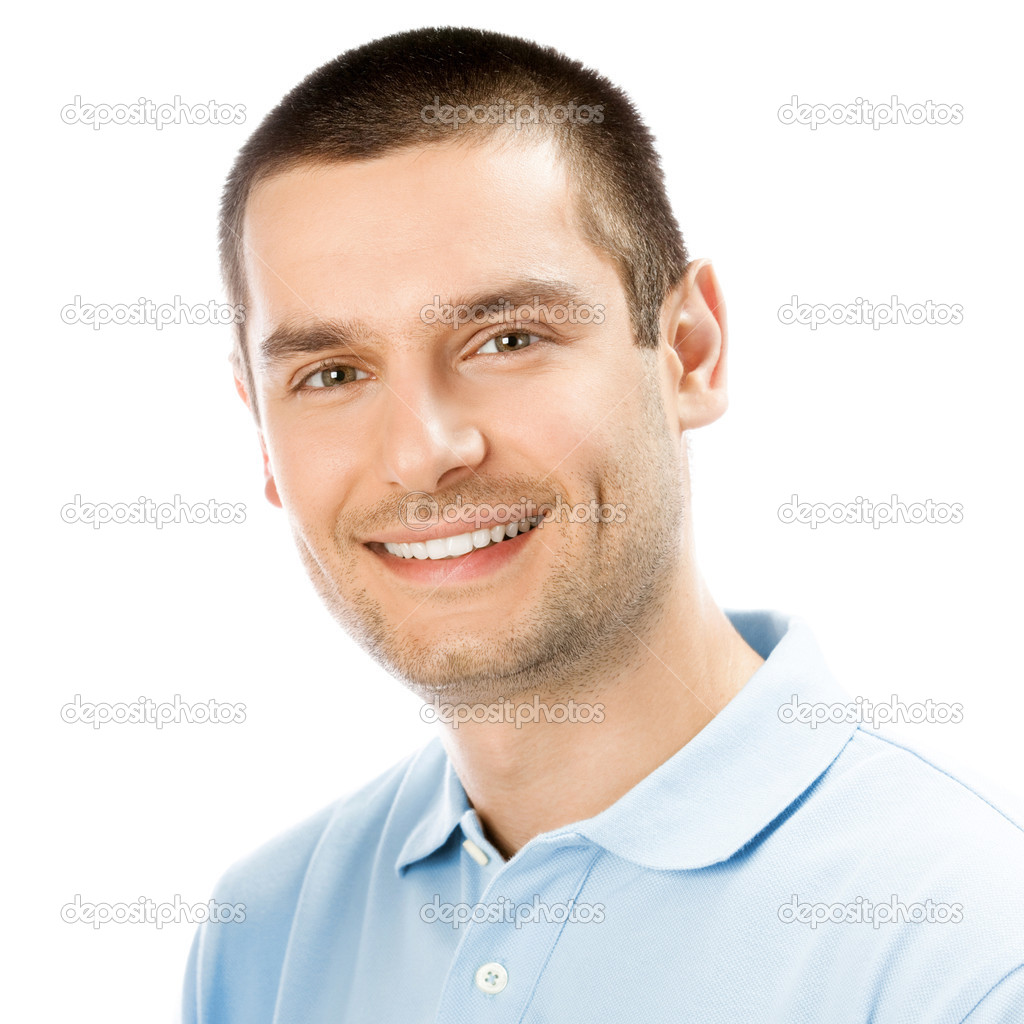 Portrait of happy smiling man, isolated 
