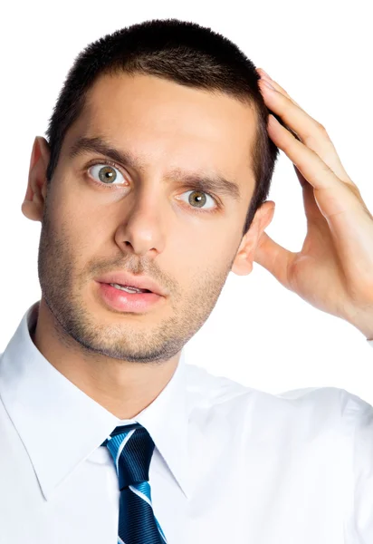 Impresionado hombre de negocios, en blanco — Foto de Stock