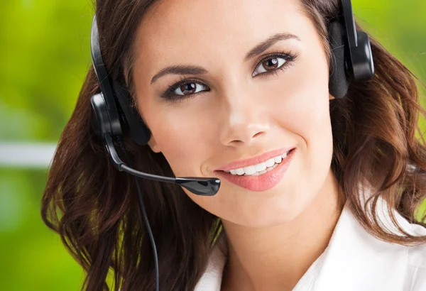 Support phone operator in headset Stock Picture
