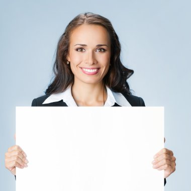 Tabela, mavi üzerinde gösterilen iş kadını