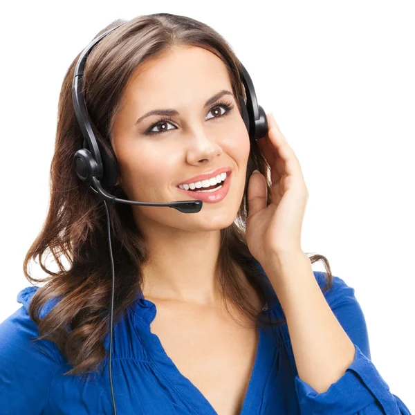 Soporte operador de teléfono en auriculares, aislado — Foto de Stock