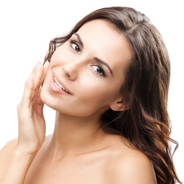 dokunmadan kadın deri veya krem, uygulama izole 