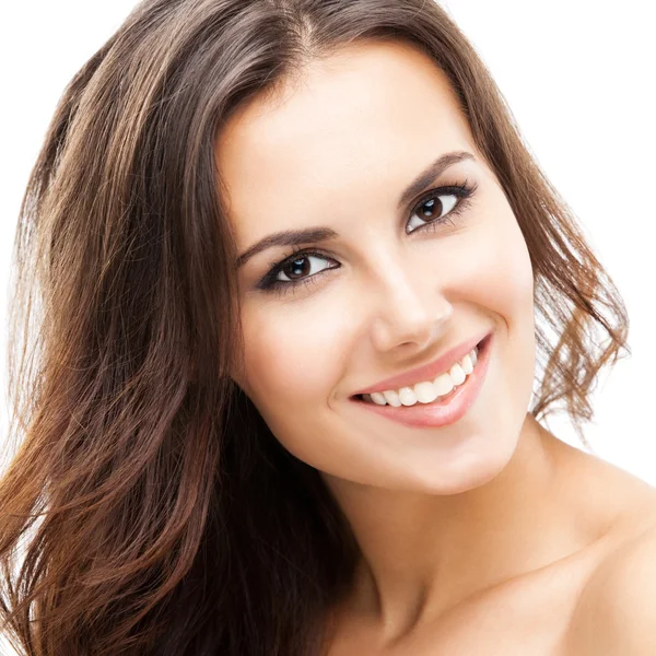 Retrato de mujer hermosa, sobre blanco — Foto de Stock