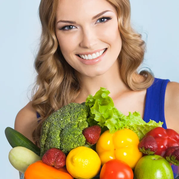 Woman with vegetarian food — Stock Photo, Image