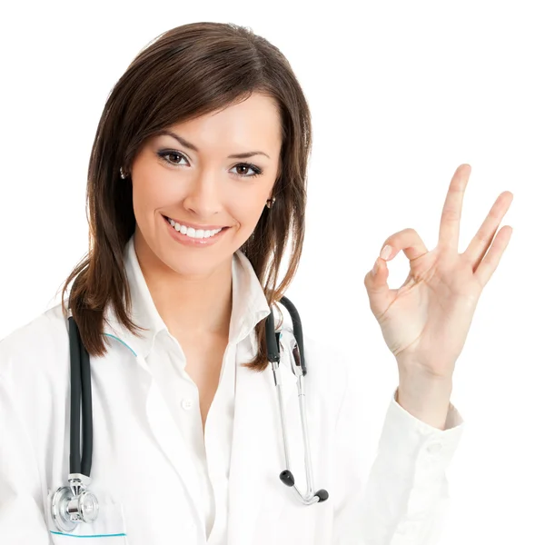 Doctor with okay gesture, isolated Stock Photo