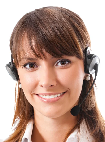 Ondersteuning telefoon operator in headset, geïsoleerde — Stockfoto