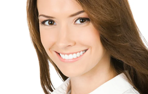 Portrait of smiling businesswoman, isolated — Stock Photo, Image