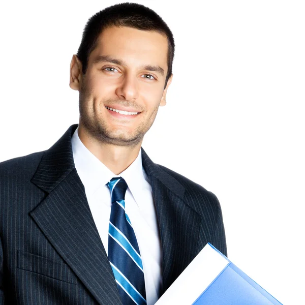 Businessman with folder, isolated — Stock Photo, Image