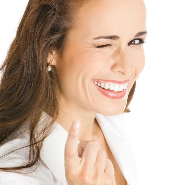 Businesswoman with follow me gesture — Stock Image Businesswoman with follow me gesture Stock Photo