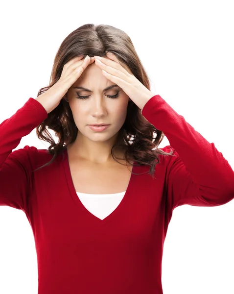 Thinking, tired or ill with headache young woman — Stock Photo, Image