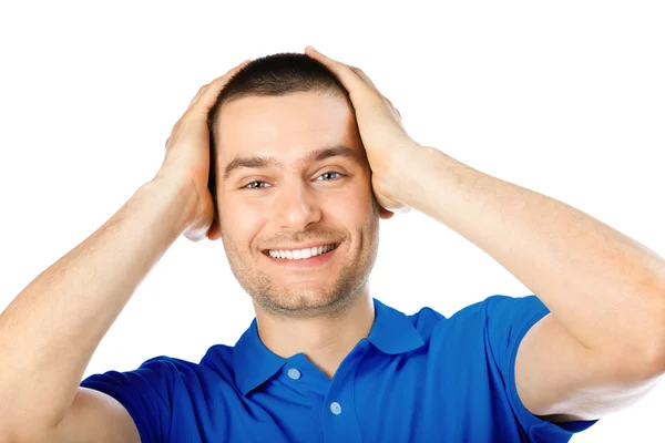 Expressive happy surprised man, isolated — Stock Photo, Image