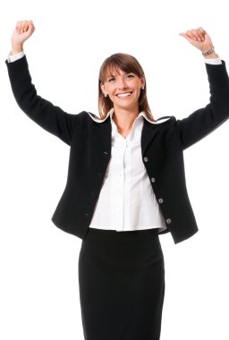 mutlu el iş kadını, beyaz