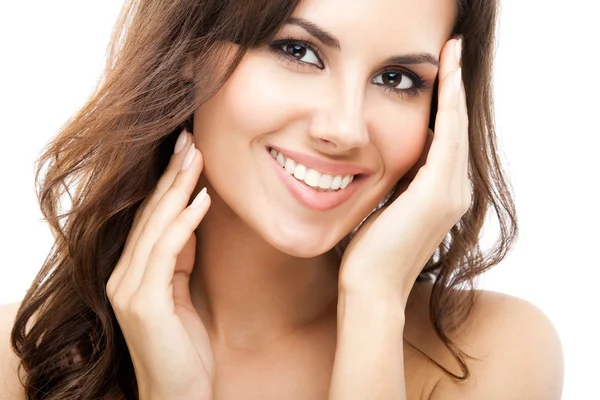 Retrato de mujer hermosa, sobre blanco — Foto de Stock