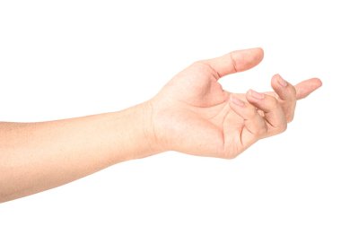 Bir şey gibi bir şişe tutan el kadar kapatın veya kırpma yoluyla izole üzerinde beyaz arka plan olabilir.