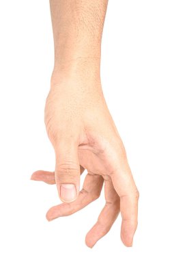 El açın ve yardım veya almak için hazır. Kırpma yolu ile beyaz arka plan üzerinde izole jest. Yardım için kurtuluş uzanmış eli.